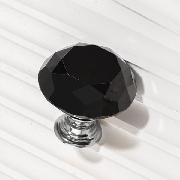 Knapper 2 stk. - Diamant / Krystal Sort med sølvfod Sort