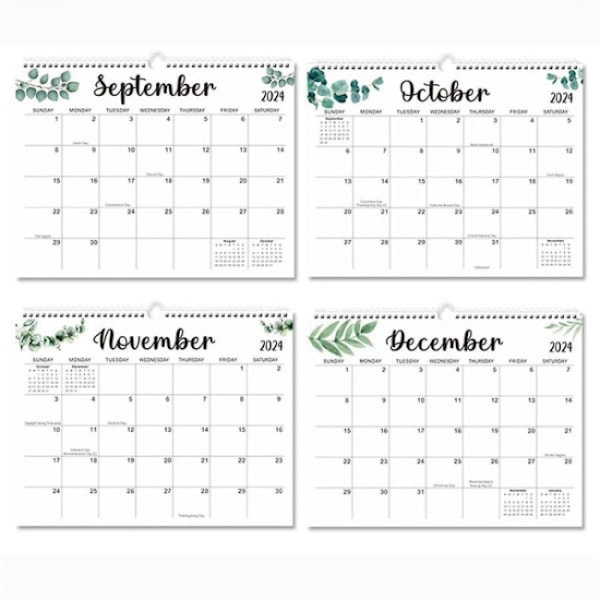 Kalender 2024-25 - 14,5\" x 11,4\" 2024 Veggkalender Gyldig Til