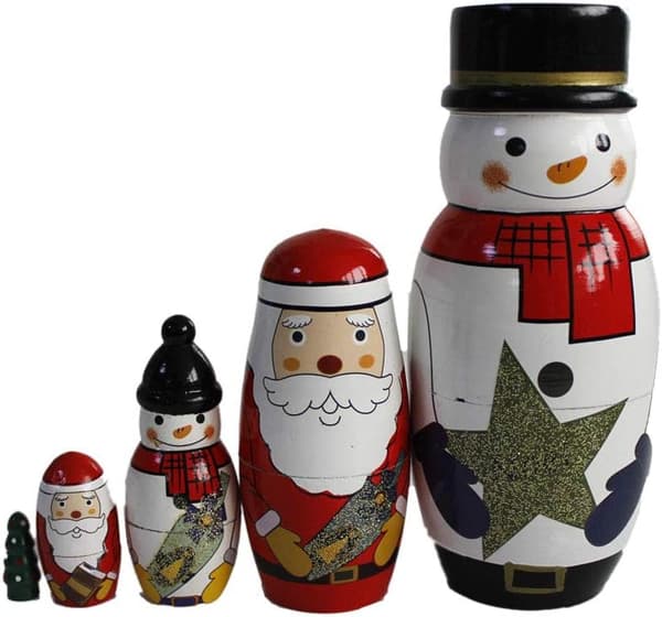 5 st färgglada handgjorda trädockor Ryska dockor Kits Chri