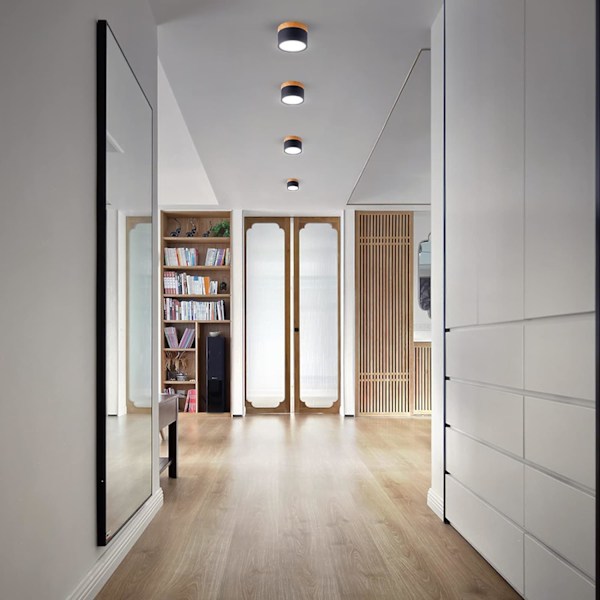 Overflate montert takspotlight Rund LED Svart Kald Hvit Alum