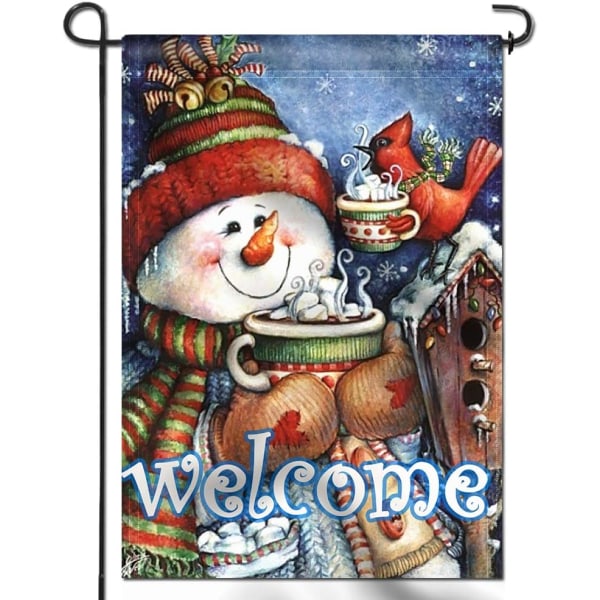 1kpl 18x12.5in Christmas Premium Double Sided Welcome Winter Garde