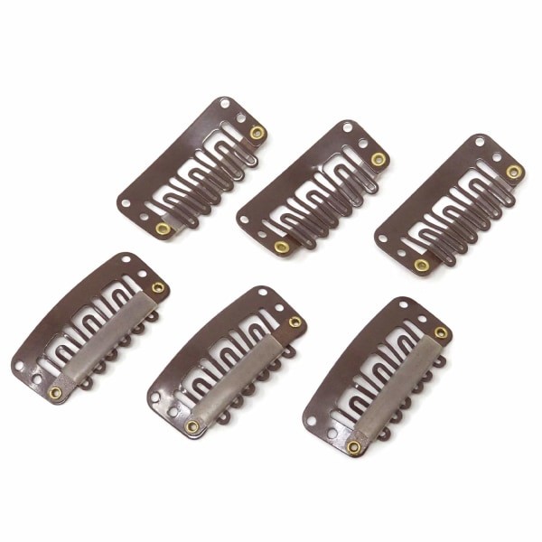 50 stk. 6-tandet U-formede clips til hårextensions - 3,3 cm/1,3 tommer