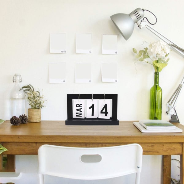Blädderblock Perpetual Calendar, Creative Chic Office Home i trä D
