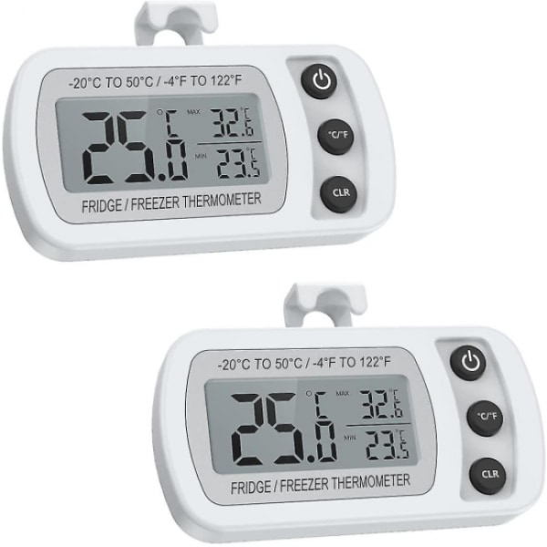 2-pack kyltermometer, digital frys/kylskåpstermometer