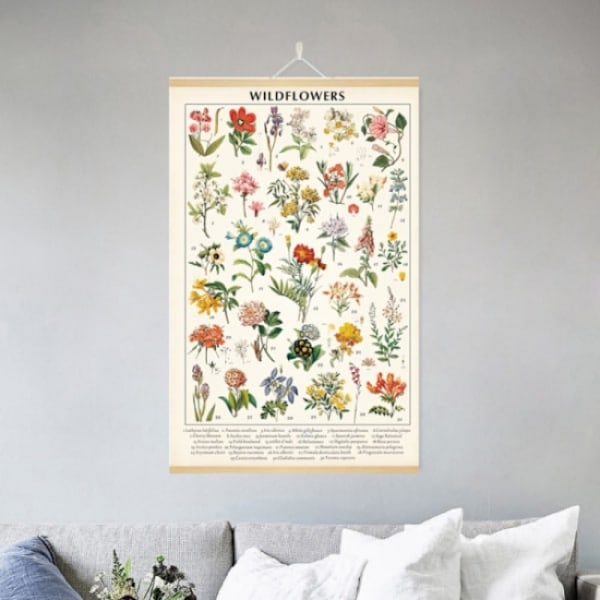 Vintage Villblomsterplakat Botanisk Veggkunst Trykk Fargerik
