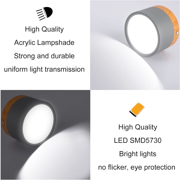 Overflate montert takspotlight Rund LED Scrub Grå Kald Hvit