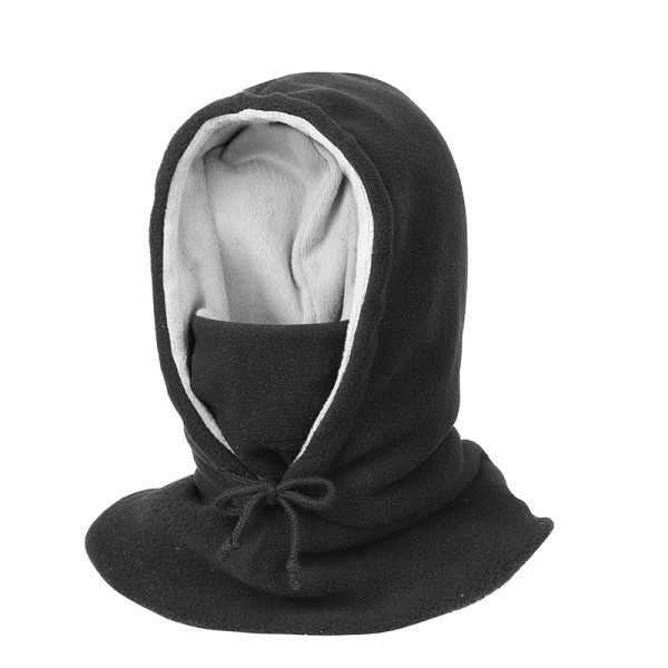 1 st svart tjock fleece vinterbalaclava med huva, balaclava ansikte