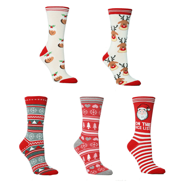 Women's Christmas Socks, 5 Pairs, Holiday Christmas, Novel Colorf