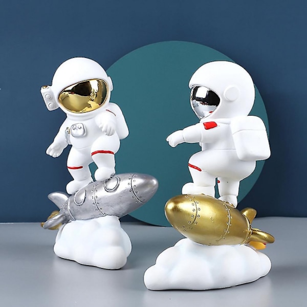 Kultainen astronautti raketti patsas Koti sisustus Keräilijä patsas