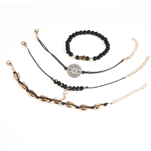 Perle armbånd til kvinder - Justerbar Charm Pendent Stack Brace