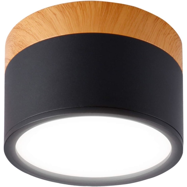Overflate montert takspotlight Rund LED Svart Kald Hvit Alum
