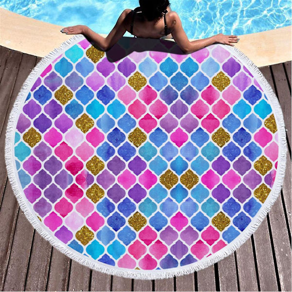 Rund tryckt strandhandduk Mikrofiber Sjal Strandhandduk Strandmatta