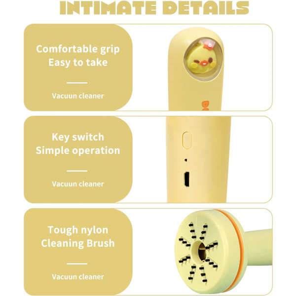 (Keltainen) Mini-pöytäimuri, söpö eläimen muoto, USB-lataus
