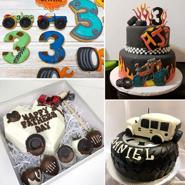 3D Rund Däck Fondantform - Lastbilshjul Form Silikonform för Su