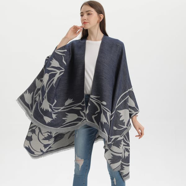 Sort Dame Reversible Split Shawl Tørklæde Elegant Mode Fire S