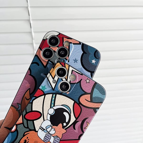 Sött iPhone 15 Pro-fodral, cool tecknad astronaut måne Pl