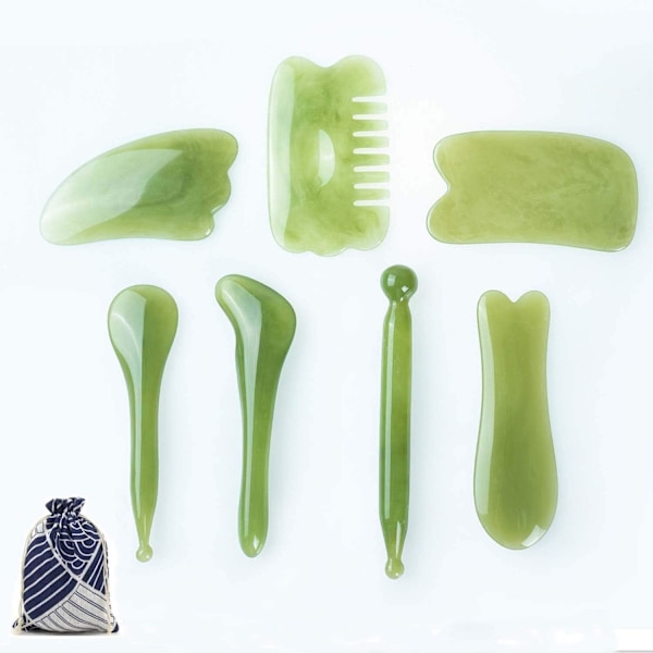 7 stykker Gua Sha skrabemassageværktøj, naturligt harpiks GuaSha værktøj