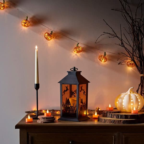 Lights4fun Halloween heks og hjemsøgt hus lysende lanterner