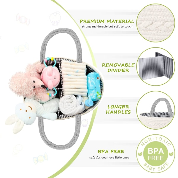 Bleiekurv-arrangør for babygutt - Bleiekurv i bomullsrep, Di