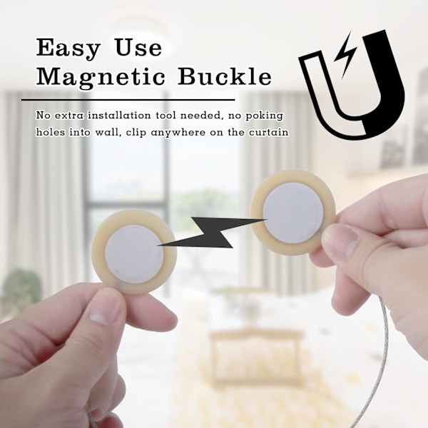 4 kpl magneettiverhokiinnikettä, magneettiverhosolki, 35 cm sisustus