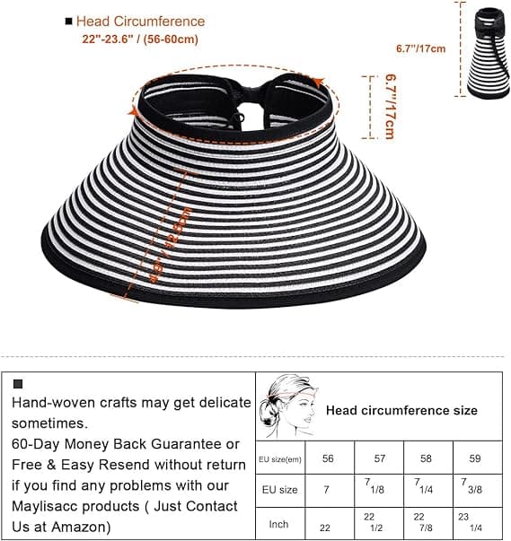 Visor Halm Strand Solhat Bred Skygge til Kvinder UPF 50+ Sommer Prot