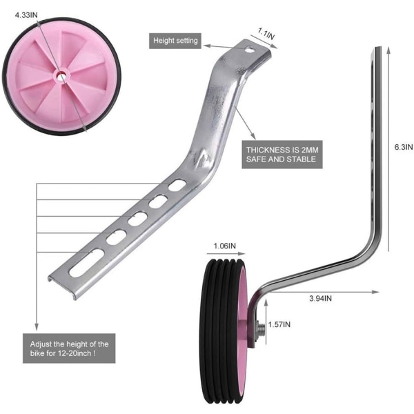 Støttehjul for barn, 1 par sidehjul, sykkelhjul Sid