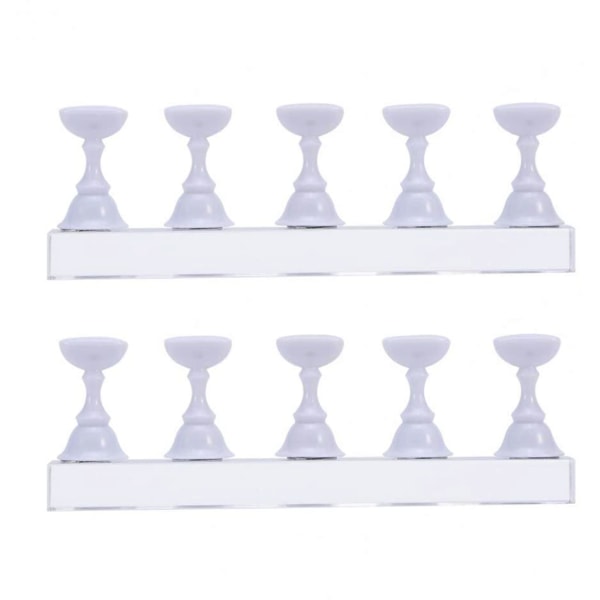 2 Pack Acrylic Fingernail DIY Nail Art Display Stand Training Fin