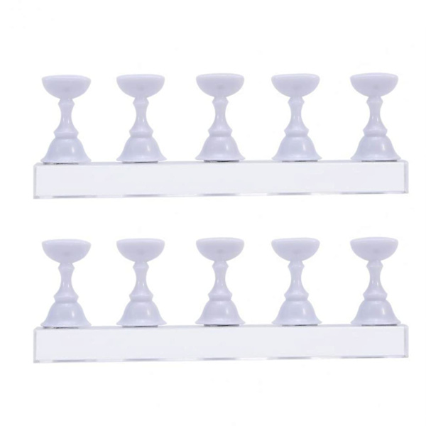 2 stk. Akryl Fingernegl DIY Nail Art Display Stand Træningsfin