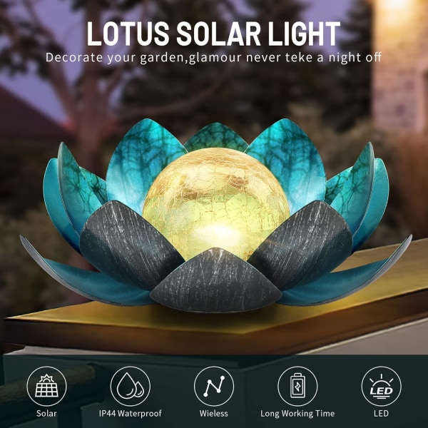 Lotus Solar Lights Outdoor, Solar LED Powered Have Light Waterpr