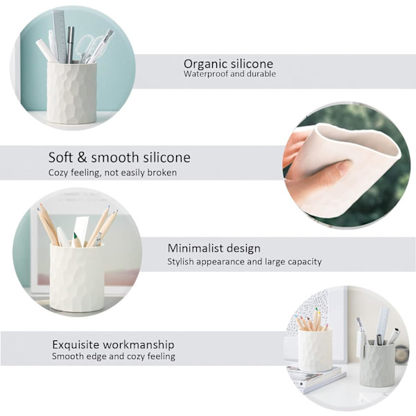 (Vaaleanharmaa) Yksinkertainen kynäteline, Nordic Style Desktop Silicone Wat