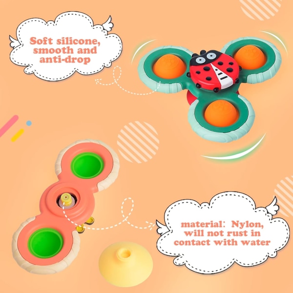 Sugkoppspinnarleksaker: 3st sensoriska leksaker för småbarn 1-3|Vind