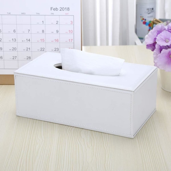 Servietbeholder i læder Modern Pure White