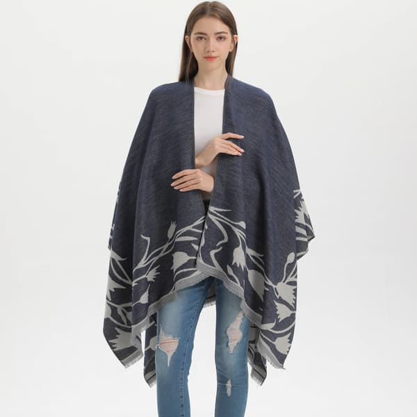Sort Dame Reversible Split Shawl Tørklæde Elegant Mode Fire S