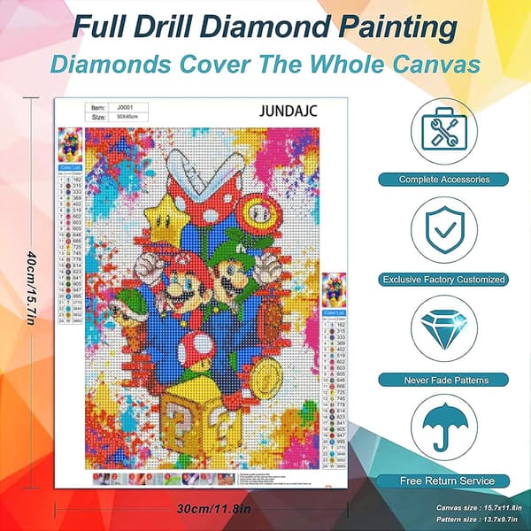 30*40CM Diamantmaleri Kits til Børn DIY 5D Fuld Rhinestone Dia
