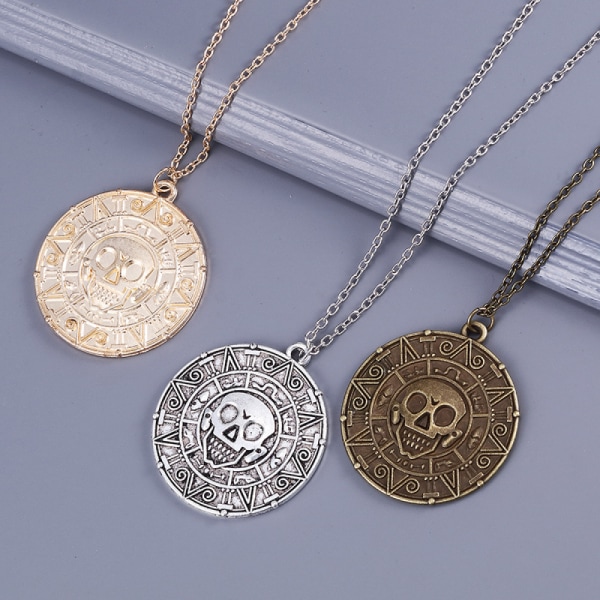 2 morsomme Jack Sparrow Pirates of the Caribbean Aztek Coin-halskjeder