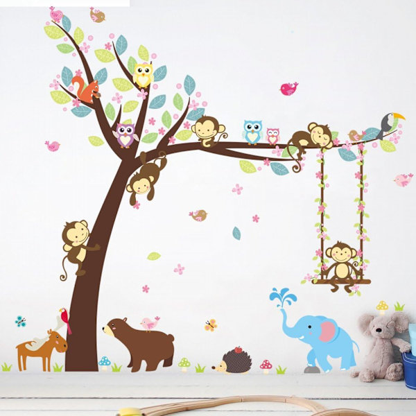 Animals Wall Sticker Mural Decal Soveværelse Børn Baby Børneværelse Stue