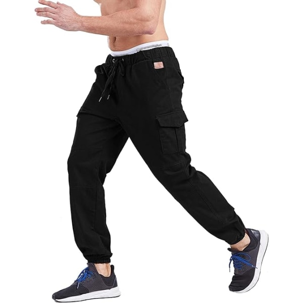 Herr Joggers Byxor Cargo Sweatpants Elastisk Midja Sweatpants Plus