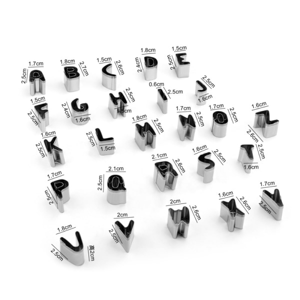 Keksform bokstäver A-Ö silver