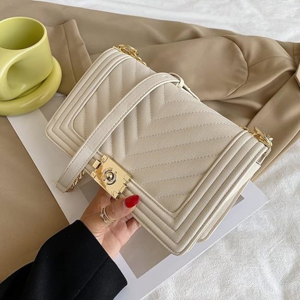 Quiltet Crossbody Taske Kæde Pung til Kvinder - Klassisk PU Læder S