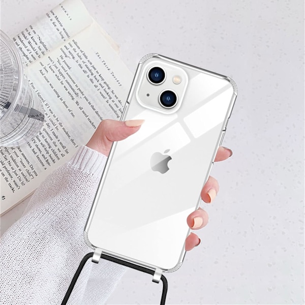 Halskjedeetui for iPhone 15 pro max, Rose Gold beskyttende etui med
