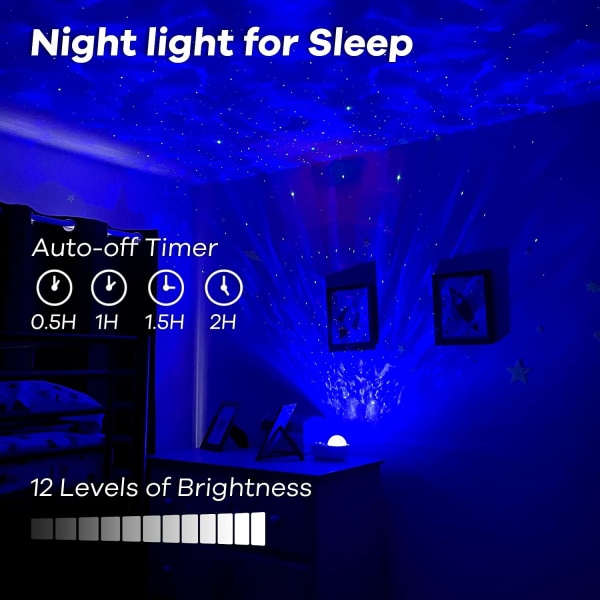 Stjernehimmel Projektor, Galaxy Projektor Lampe, Indbygget Bluetooth S