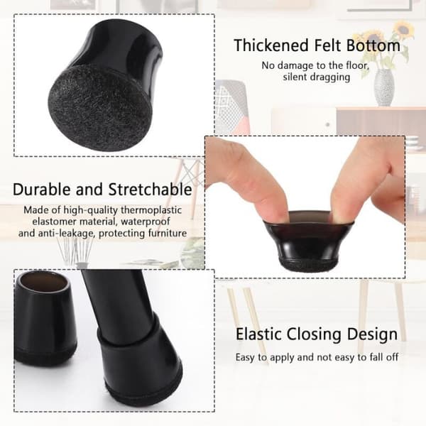 20 stk. stoleben, elastisk stoleglide, filt stolebenbeskyttelse,