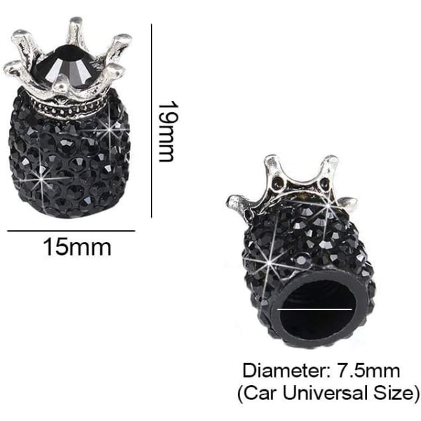 Kristalldäckventilskydd, 4-pack handgjorda universella kronkristaller