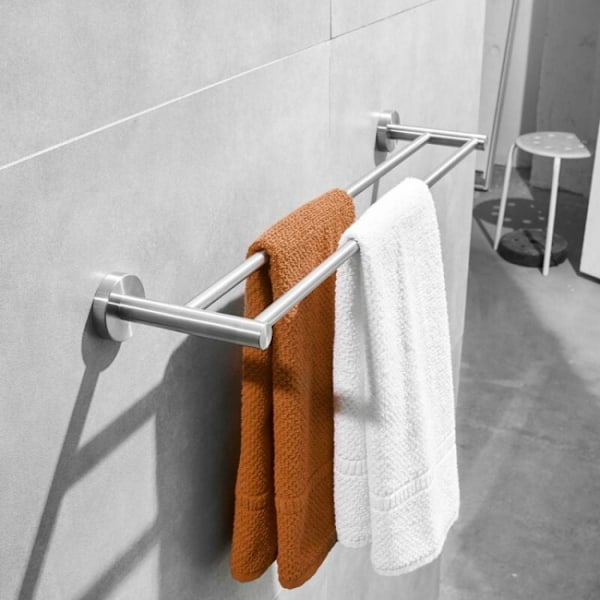 50 cm dobbel håndkleholder veggmontert SUS 304 børstet rustfritt stål