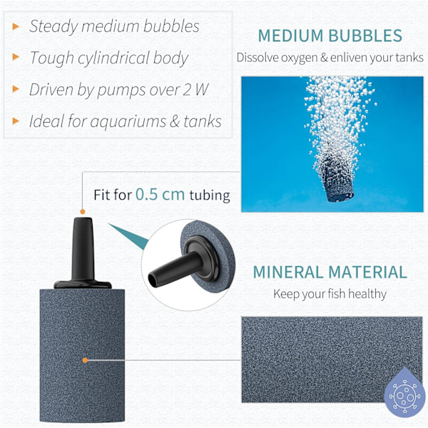 Akvarie 2 CM Luftsten Cylinder Boble Diffuser Udløsningsværktøj til