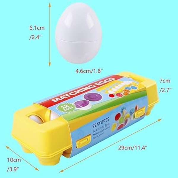 Plast Assorted Ägg Former och Färger Montessori Toy Recognitio