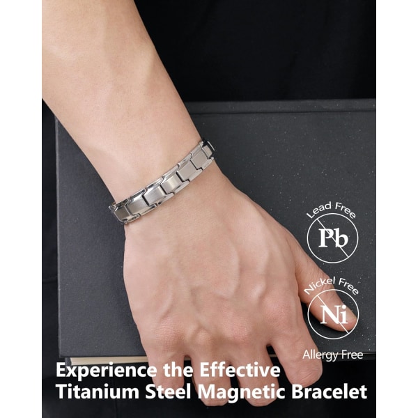 Titanium Stål Magnetisk Armbånd for Menn, Super Sterk Magnet Mag