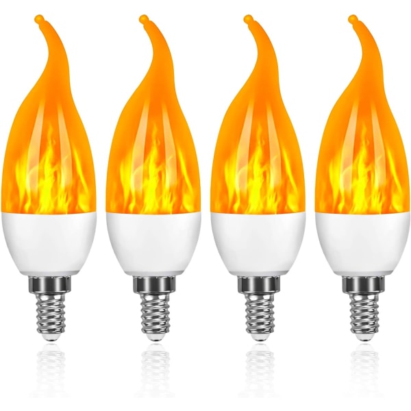 4 Pack 3W E14 LED pære Flammeeffekt pære med 3 lys