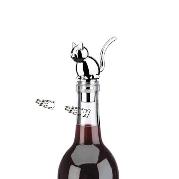 Roliga vinstoppare i rostfritt stål, återanvändbara kattvinflaskor