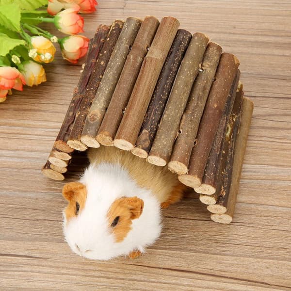 Tretunnel i tre for rotte, hamster, gjemmested, gjerdebro for